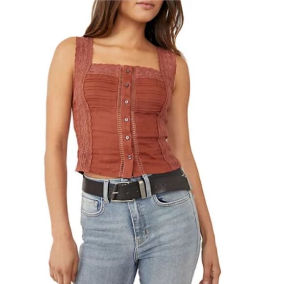 NWT FREE People lace tank top L  - Picture 1 of 10